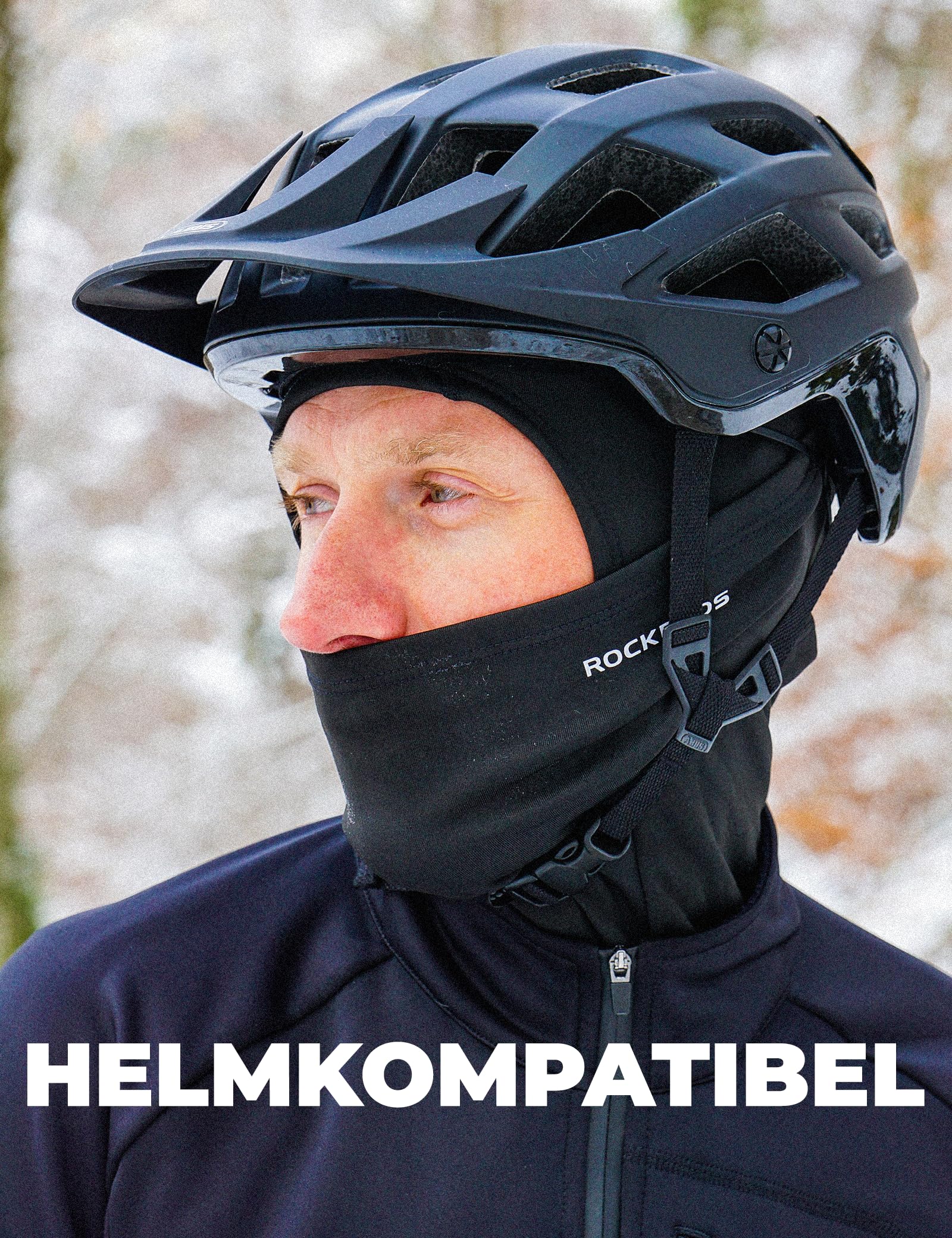 ROCKBROS Sturmhaube Balaclava Skimaske Winddicht Warm für Fahrrad Ski Motorrad Winter Unisex Einheitsgröße, Schwarz 4