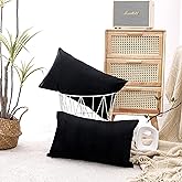 NiNi ALL Decorative Throw Pillow Covers Pack of 2 Velvet Throw Pillow Cases for Couch Sofa Bed Car Office Pillows Cover Bedroom Living Room Outdoor Black Pillow Covers 12x20 Inch