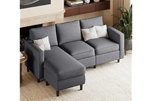 JAMFLY Sectional Sofa Couch for Living Room, Small 3-Seat L Shaped Couch with Chaise, Convertible Sofa Clearance Set for Small Space, Dark Grey