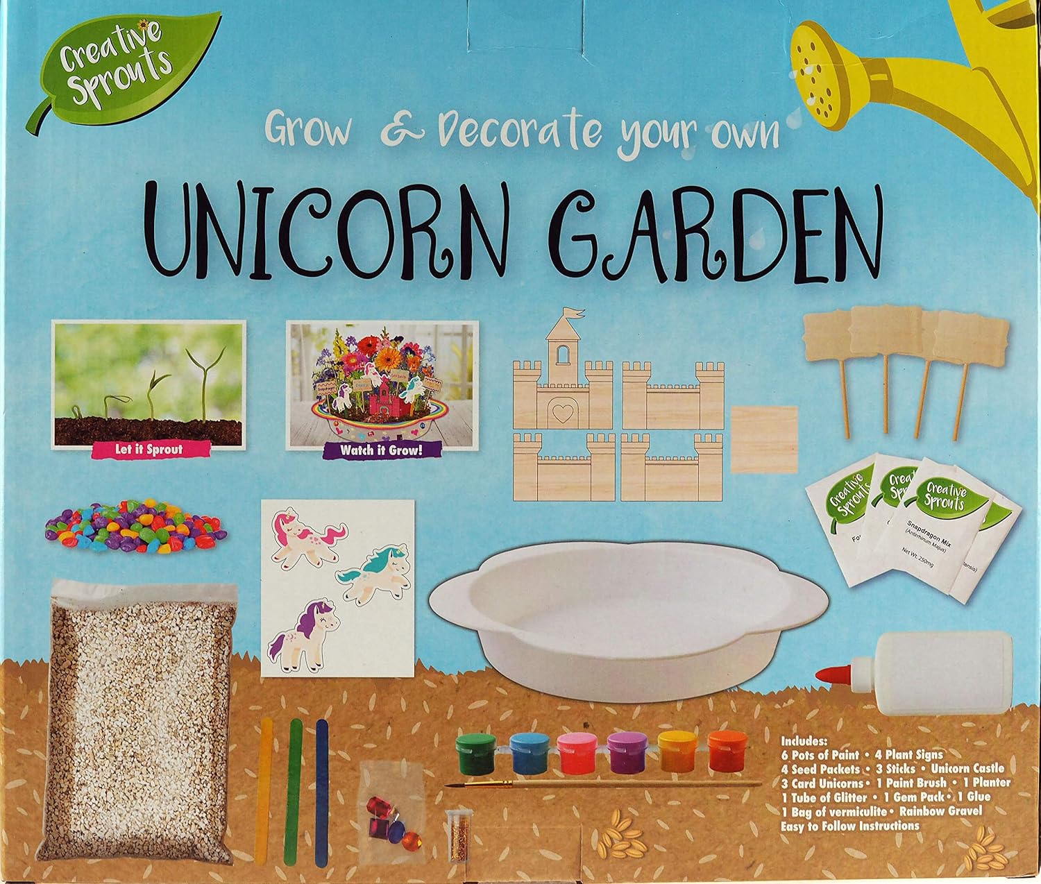 Creative Sprouts R03-0376/18 Paint and Grow Your Own Unicorn Garden, White - Image 3