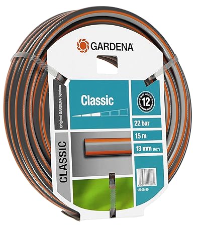 Gardena 18000 Gartenschlauch Classic 1/2 Zoll, 15 m, Grau, 35,6 x 35,6 x 10,2 cm, Sortiert