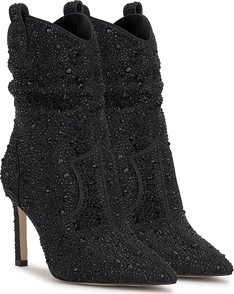 JESSICA SIMPSON EVGENA EMBELLISHED WESTERN BOOT, BLACK, 7.5