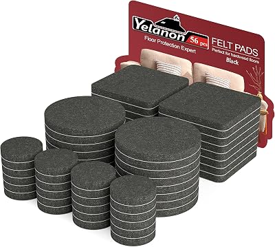 Yelanon Felt Furniture Pads 56Pcs Self Adhesive Black 25/50 mm