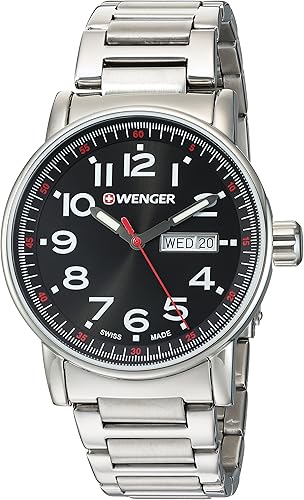 Amazon Com Wenger Men S Attitude Day Date Swiss Quartz Watch With