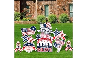 Hahood 9 Pieces Happy Veterans Day Yard Sign Decorations Waterproof Thank You Veterans Party Yard Signs with 18 Stakes Plastic Lawn Sign for Veterans Day Party Garden Lawn Outdoor Decor