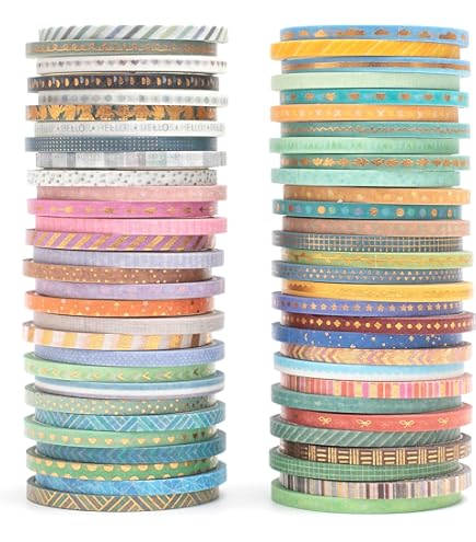 Cinta Washi Vintage Forwaarss - 37 Rollos, Diseños Dorados Y Retro, Para Scrapbooking Y Diarios