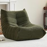 Bean Bag Chair, Fireside Chair Bean Bag Sofa for Adults, Bean Bag Chairs for Teens with High-Resilience Foam, Memory Foam & Non-Slip Base Bean Bag for Living Room, Bedroom, Office (Teddy, Green)