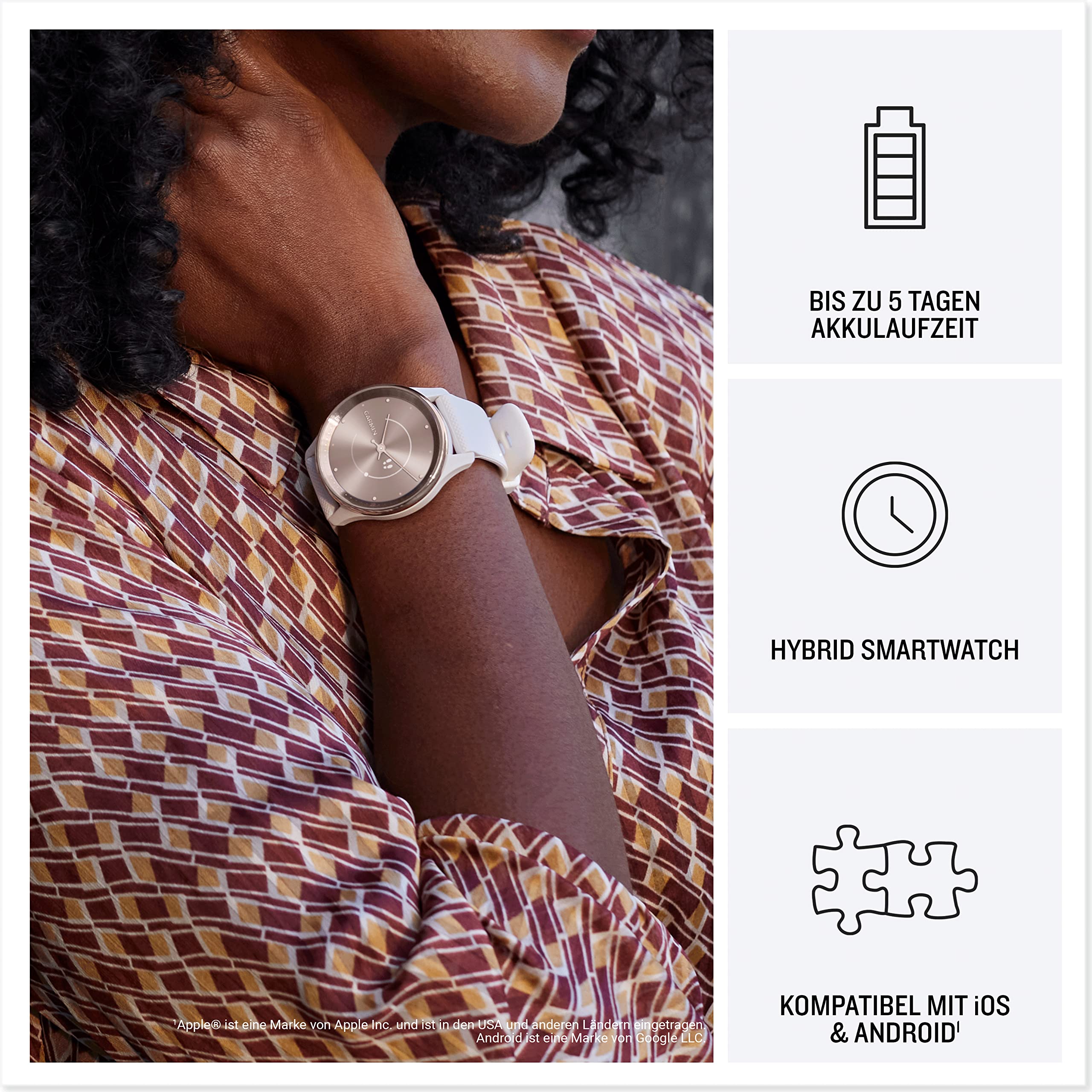 Garmin vívomove Trend - Hybrid Smart Watch with Analog Hands and Touch Display, Fitness/Health Functions, Sleep Analysis, GarminPay, Notifications and Up to 5 Days Battery Life