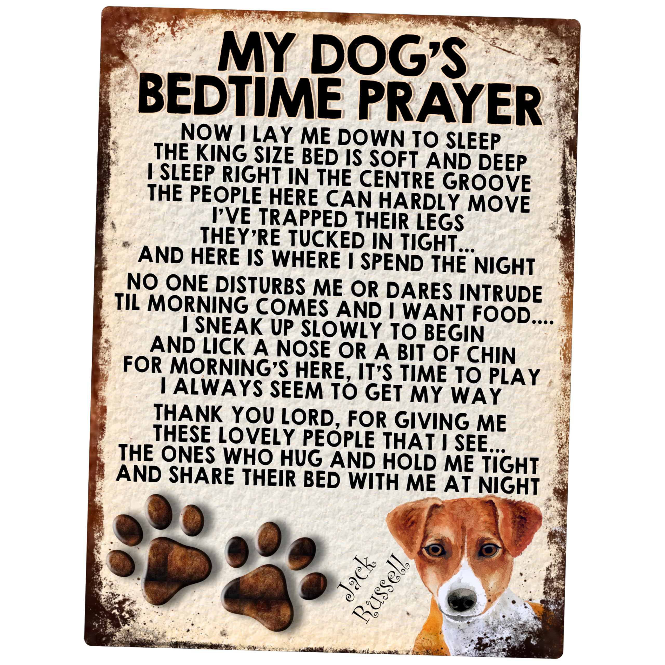 MY DOG'S BEDTIME PRAYER RETRO STYLE METAL TIN SIGN/PLAQUE (306DRS) JACK RUSSELL