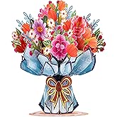 Paper Love HugePop 3D Vibrance Bouquet Pop Up Card with Detachable Paper Flower Bouquet, For Birthday, Anniversary, Wedding, Thank You, All Occasions - Jumbo 10" x 14" Cards - Includes Envelope and Note