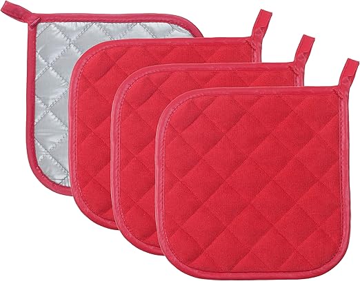 Amazon Com Pot Holders Cotton Made Machine Washable Heat Resistant Potholder Pot Holder Hot Pads Trivet For Cooking And Baking 4 Red Home Kitchen