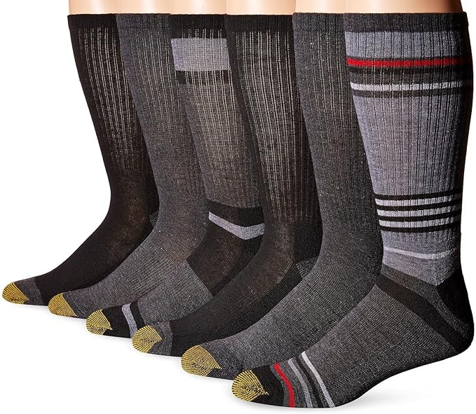 Sokken GOLD TOE MEN'S BLACK COTTON ATHLETIC CREW SPORT SOCKS 6PACK