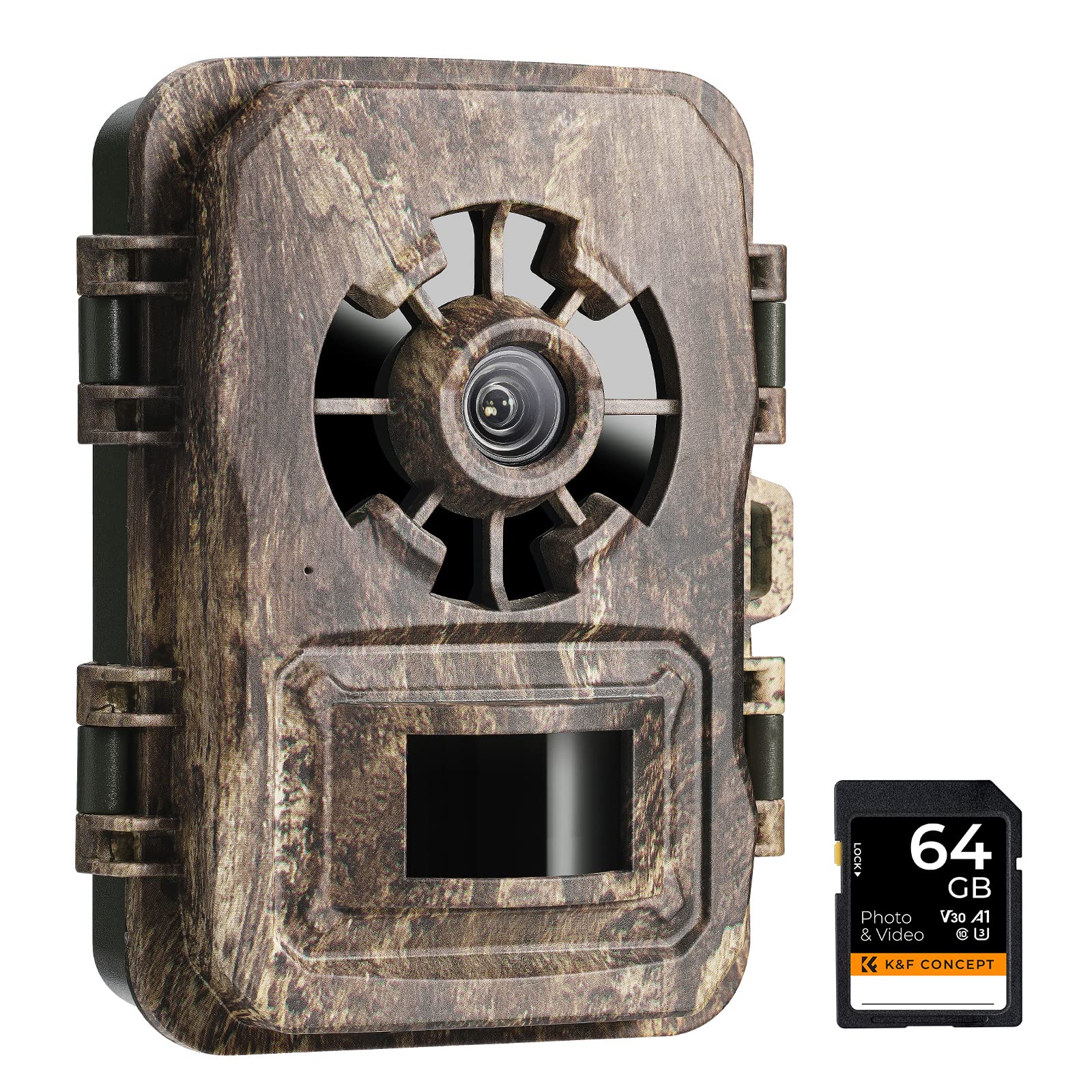 K&F Concept Wildlife Night Vision Trail Camera, Infrared Game Camera No Glow, 0.2s Trigger Speed 24MP 1296P/30fps+64G Card, IP66 Waterproof Scouting Camera Farm Monitoring Motion Activated