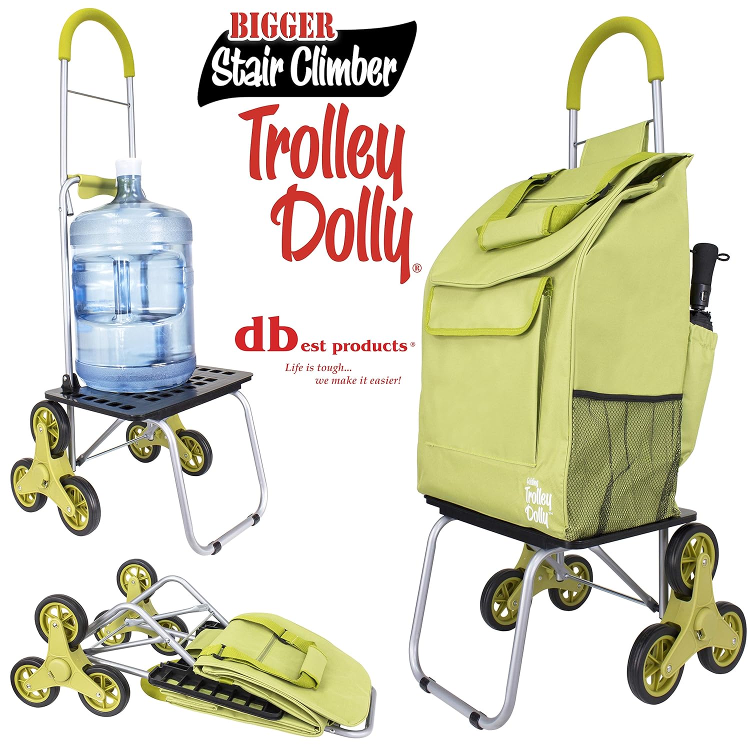dbest products Stair Climber Bigger Trolley Dolly Shopping cart, Golden Lime