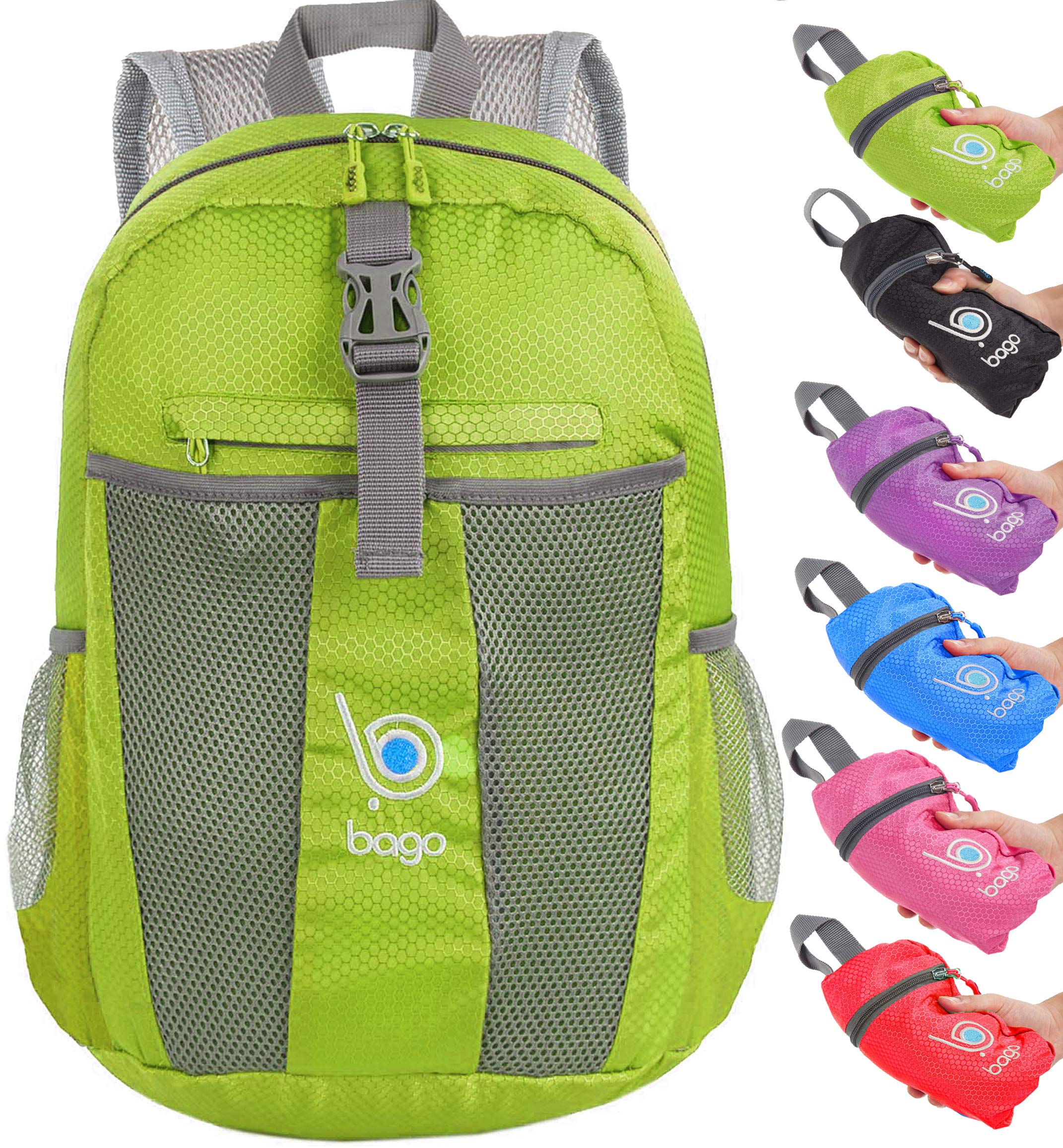 Bago Lightweight Small Hiking Backpack for Women and Men - 25L Travel Day Pack - Foldable Hiking Daypack Ultralight for Camping Outdoor Sports - Day Bag Packable Backpack for Travel (Green)