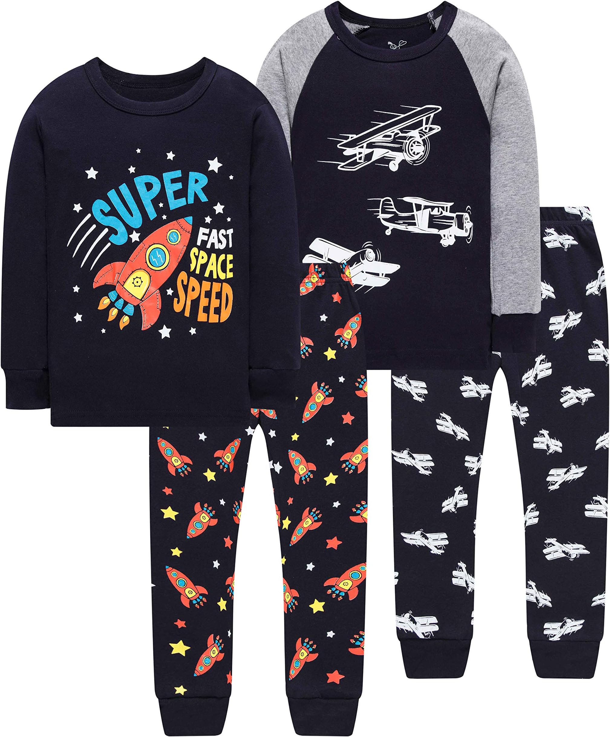 Pajamas for Boys Girls Glow in The Dark Dinosaurs Sleepwear Christmas Baby Clothes 4 Pieces Pants Set