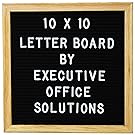 10 X 10 Changeable Letter Board - Black Felt With Solid Oak Frame, Wall Mount, Canvas Bag, and 290 Characters - by Executive Office Solutions