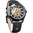 FORSINING 3D Blue Hardlex Glass Mens Transparent Sport Casual Mechanical Automatic Wrist Watch Top Brand Luxury