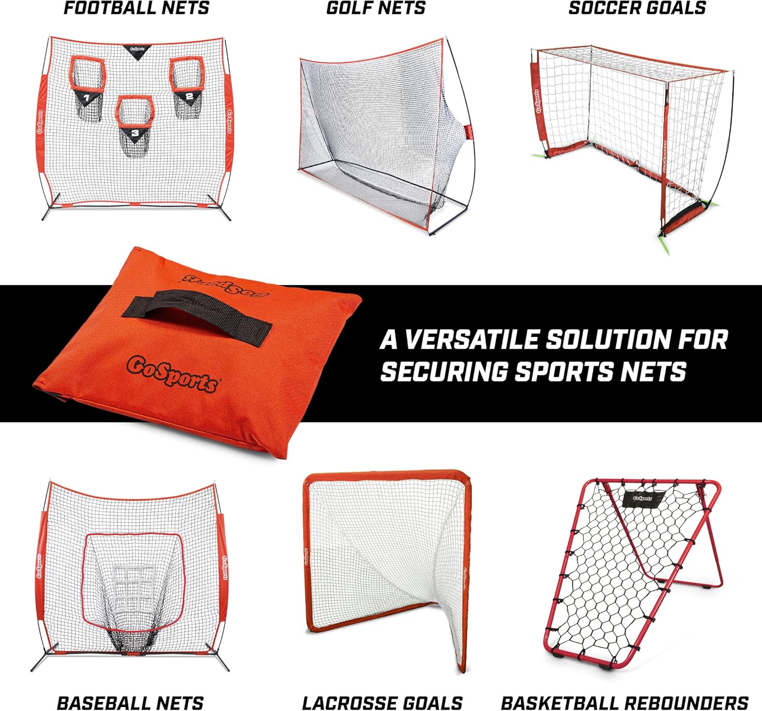 GoSports Sports Net Sand Bags Set of 4 - Weighted Anchors for Baseball Nets, Soccer Goals, Golf Nets, Football Nets, Hockey Nets and More, Orange : Sports & Outdoors