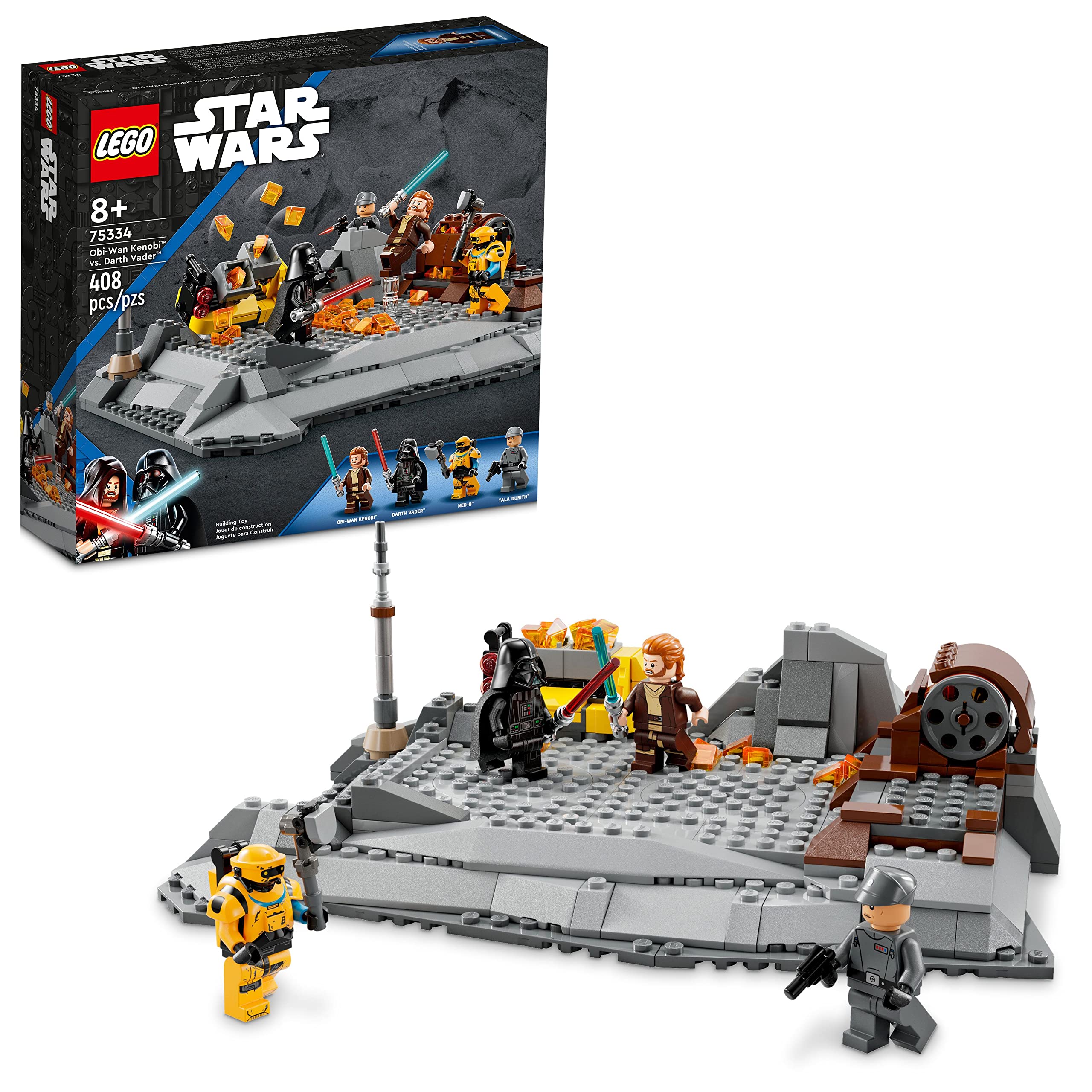 LEGO Star Wars OBI-Wan Kenobi vs. Darth Vader 75334 Building Toy Set - Features 4 Minifigures with Lightsabers for Buildable Battles, Great Collectible Gift for Kids, Boys, and Girls Ages 8+, Medium