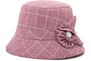Glamorstar Cloche Hats for Women Vintage Bowler Hat Floral Fedora Bucket Hats