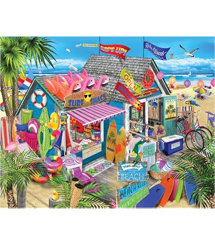 Vermont Christmas Company Beach Getaway Puzzle 550 Pezzi, Forma Casuale, 61x45,7 Cm, Cartone Riciclato