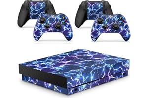 GIZMOZ N GADGETZ Xbox ONE X Electric Storm Console Skin Decal Sticker + 2 x Controller Skins &