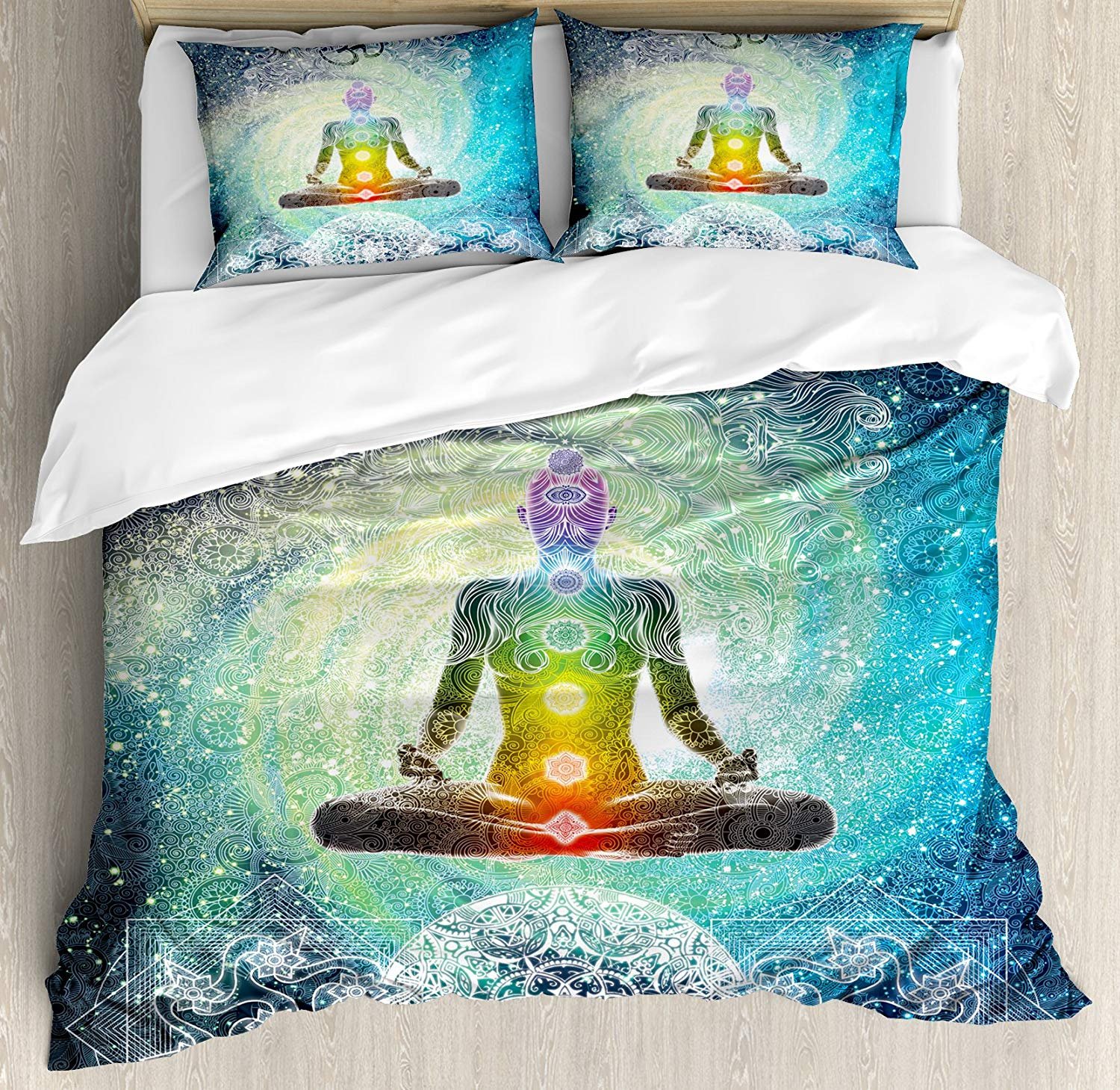 Hot Sale 2017 Yoga 4 Pieces Bedding Set Full Mala Design Zen Meditation Hippie Style Sign Chakra Art Print Duvet Cover Set Decorative Bedspread For Childrens Kids Teens Adults Turquoise Dark Blue White Siddharthaengineering In