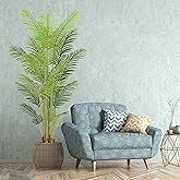 Artificial Palm Tree 7ft with White Pot,Realistic Leaves and Adjustable Branches and 18 Trunks, Faux Plants Indoor Tall - Ideal for Home Decor in Living Rooms, Offices, and Bedrooms (7FT Palm Tree)