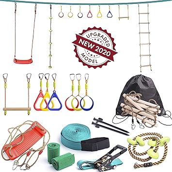 Curso de entrenamiento de obstáculos Ninja Line en el patio trasero, 15