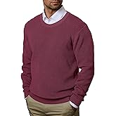 Herberton Mens Waffle Dress Sweater Loose-Fit Knit Textured Stretch Pullover Top (S-XXL)