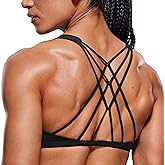 CRZ YOGA Womens Naked Feeling Criss Cross Sports Bra - Strappy Back Padded Medium Support Wireless Gym Cami Workout Yoga