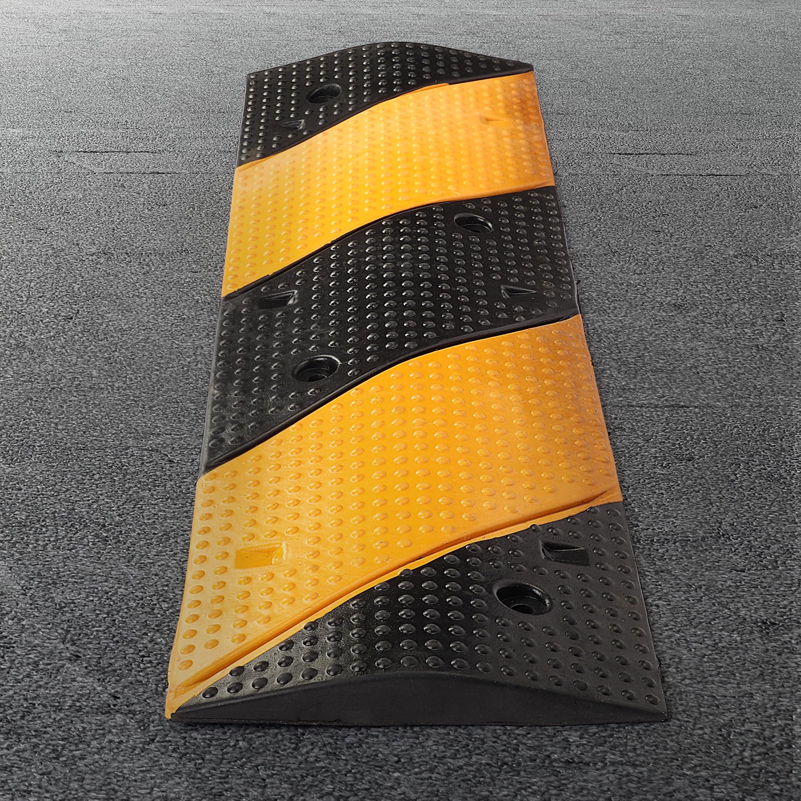 ybaymy Road Threshold, Floor Threshold Crossing Length Speed Limit, 1 m, Rubber Speed Threshold, Non-Slip Speed Threshold, Road Threshold, Yellow/Black