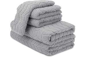 Alusa Home Ultra Soft & Plush 700 GSM Luxury Bath Towels | 100% Zero-Twist, Long-Staple Cotton | Remarkably Absorbent & Extra Large | 6 Piece Towel Set (Pewter Grey)