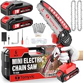 Electric 6 Inch Mini Small Cordless Battery Powered Handheld Chainsaw With Charger For Trimming On Tree Branches, Wood Cutting, Pruning Shears To Diy, Backyard Upkeep, Light Home Repairs