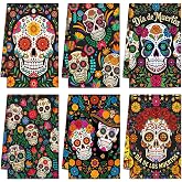 Breling 6 Pack Day of the Dead Kitchen Towels Halloween Sugar Skulls | Skeleton Dish Towels for Bathroom Home Decor, Absorbent 14x21