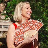 Fisura Handheld Folding Fan with Hanger It is f*cking hot red pattern view 6