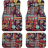 Car Floor Mats Non-Slip Automotive Floor Mats All-Weather Front Rear Car Floor Foot Mat Sets of 4 Pieces Foot Mats Rugs Carpet for Car Trucks SUV Sedans (Totemic)