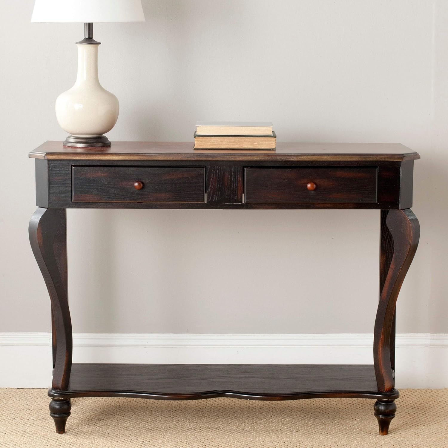 MISC Dark Brown Wood Console Table 42.5" X 15.3" 32" Vintage Rectangle Cherry