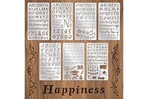 7PCS Metal Stencils Set,Stainless Steel Letter Number Stencils for Engraving, Wood Burning- Reusable Alphabet & Symbol Templa