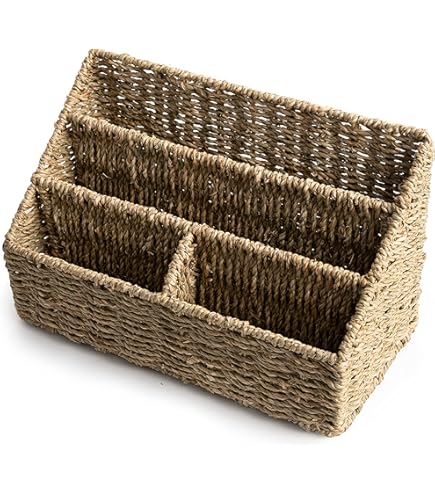 Rattan Office Mail Organizer Mail Holder Countertop Woven Mail