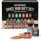 Holiday Gift Grilling Spices & Seasoning Set - 24 Unique Gourmet BBQ Spice Rub Sampler (Kosher) - Gift Set for Birthday, Anniversary, Men, Dads, Husbands - By Chef Enthusiasts
