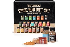 Holiday Gift Grilling Spices & Seasoning Set - 24 Unique Gourmet BBQ Spice Rub Sampler (Kosher) - Gift Set for Birthday, Anniversary, Men, Dads, Husbands - By Chef Enthusiasts