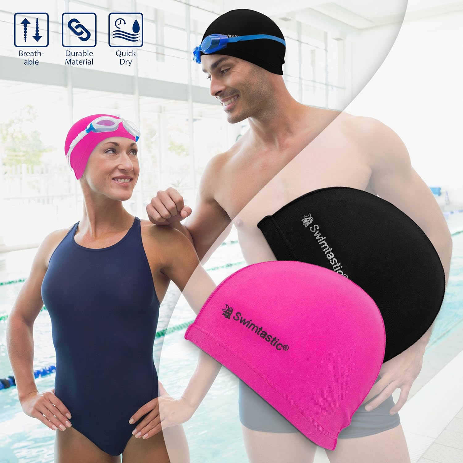 Swimtastic Lycra Swimming Cap 5 Stylish Colours to Choose From BigaMart
