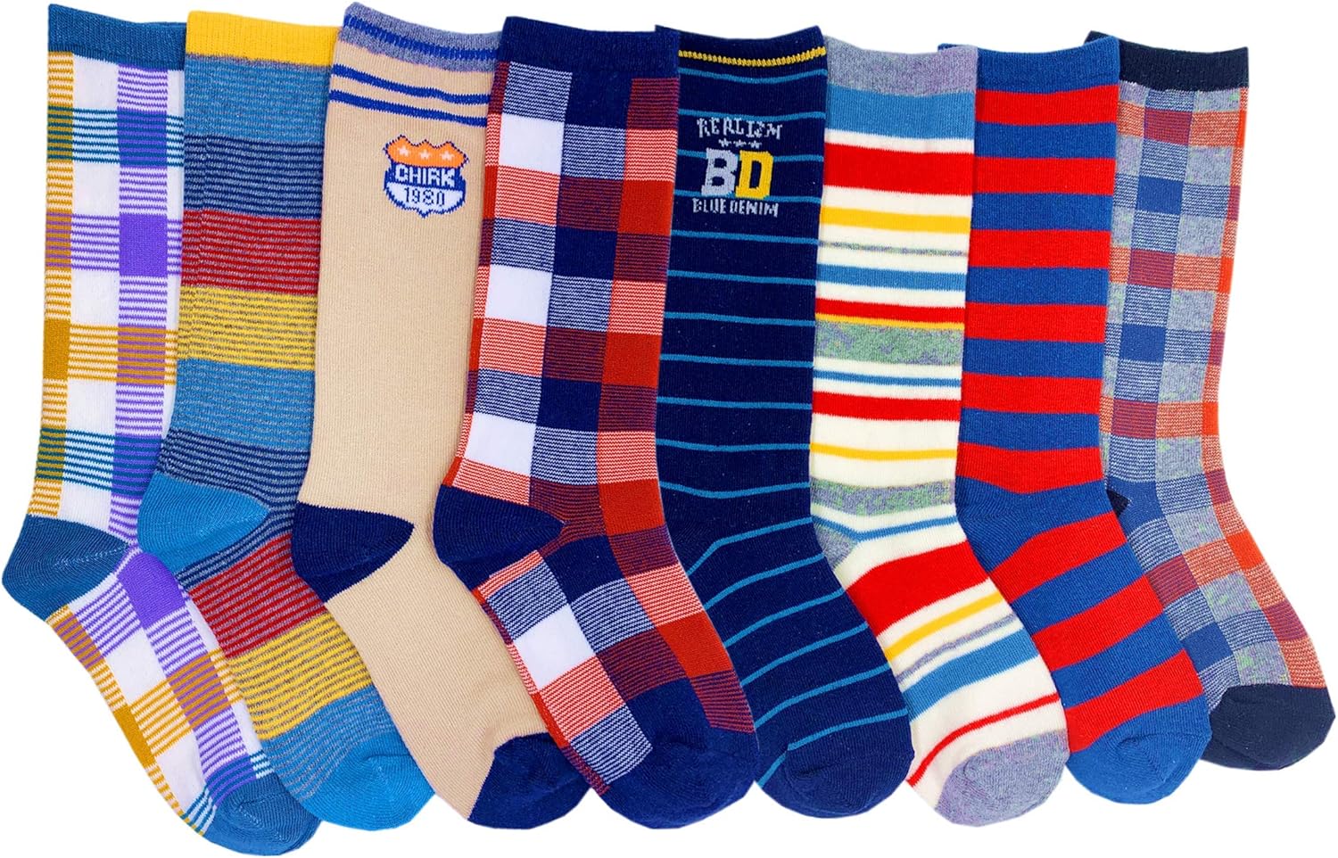 Boys Knee High Tube Socks Colorful Stars Comfort Cotton