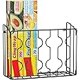 Simple Houseware Wall Door Mount Kitchen Wrap Organizer Rack, Black