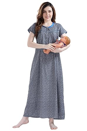 AV2 Women Printed Feeding/Nursing/Maternity Nighty 7108