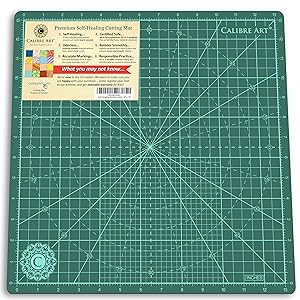 Calibre Art Rotating Self Healing Cutting Mat, Perfect for Quilting & Art Projects, 14x14 (13" grid)