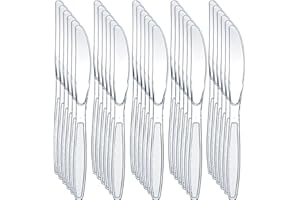 JOYSERVE Clear Plastic Knives - (Bulk Pack 180) Disposable Plastic Utensils Heavy Duty Knives, Silverware Cutlery Sets for Party Supplies, Dinners, Buffets, Take-Out, Catering, Food Services