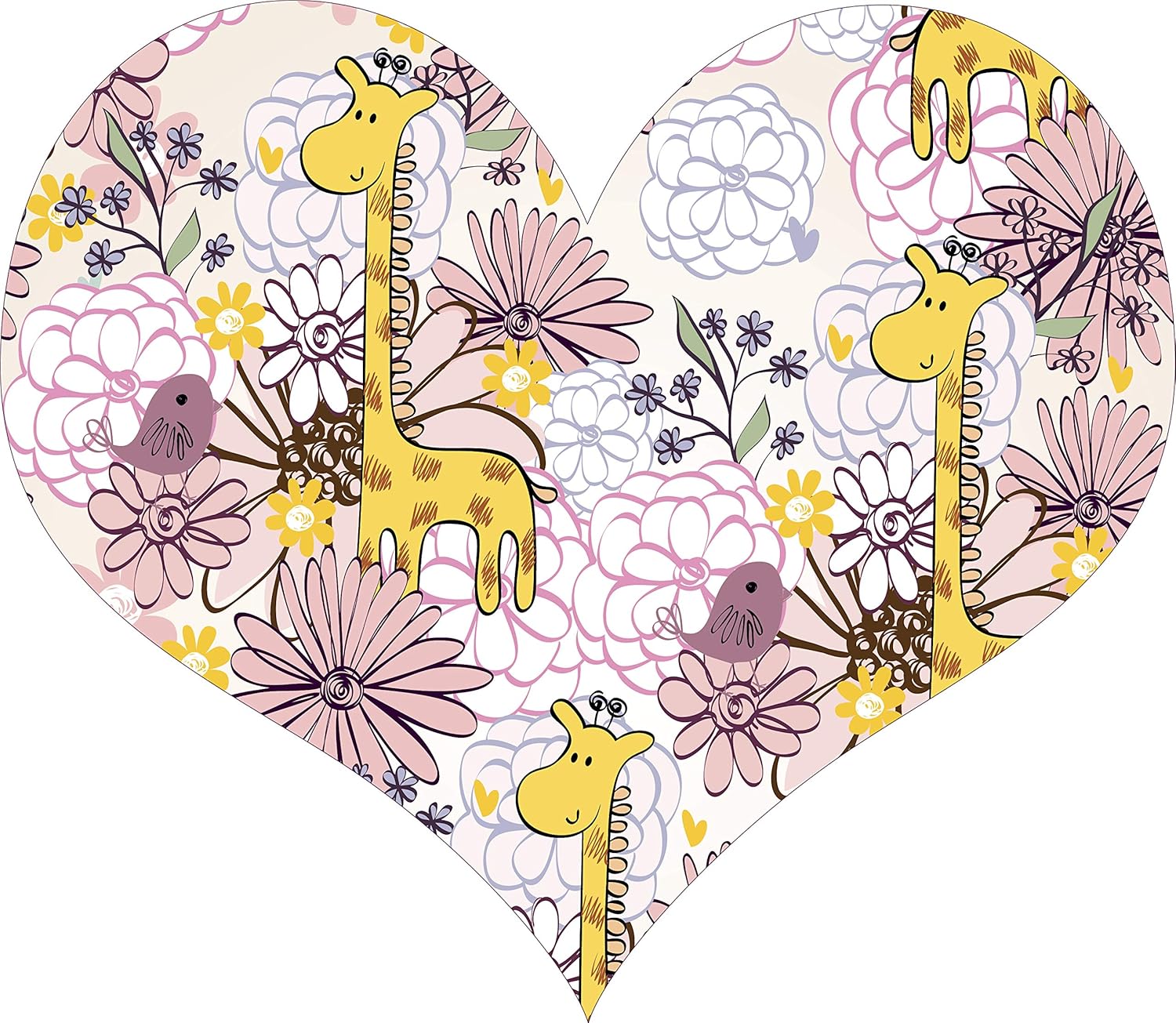 Amazon 美しいキリンの赤ちゃん ピンク 野生の花模様 アニメアイコン ビニールステッカー All Sizes ステッカー デカール 車 バイク